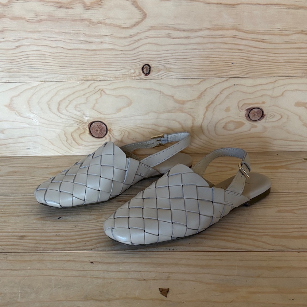 J.‎ Crew Woven Leather Slingback Flats in taupe